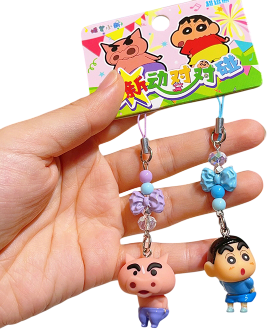 짱구는 못말려 정품 다이나믹듀오 핸드폰 키링 열쇠고리, 1개, 부리부리짱구