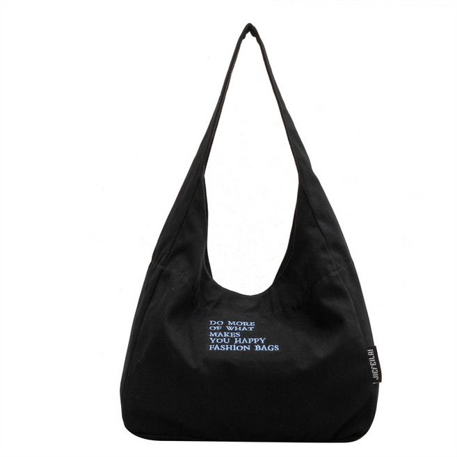 아기자기 여성캔버스 심플 에코백 블랙