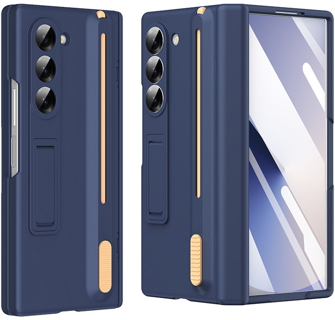 YINUO 갤럭시 Z 폴드3/4/5/6/7 슬림 with 터치펜 스탠드 휴대폰 케이스+힌지보호