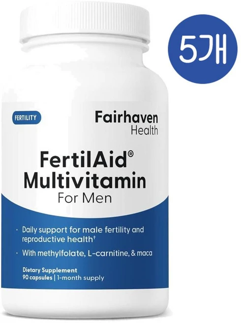 페어해븐헬스 남성 퍼틸에이드 멀티비타민 캡슐 Fairhaven Health FertilAid Multivitamin, 90정, 5개 - 쿠팡