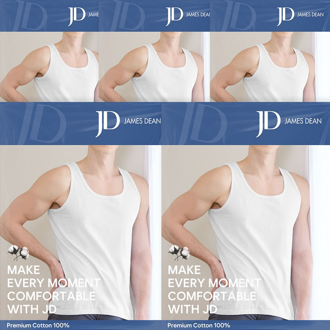 제임스딘 남자 민소매 조끼런닝셔츠 5매세트 스탠다드 순면 메리야스