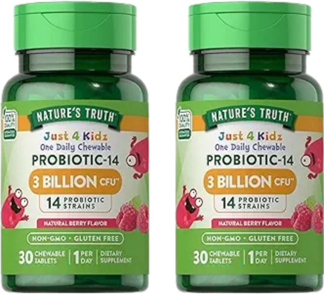 네이처스 트루스 Just 4 Kidz 츄어블 프로바이오틱-14 천연 베리 30억CFU 30정 츄어블 2 SET - 쿠팡