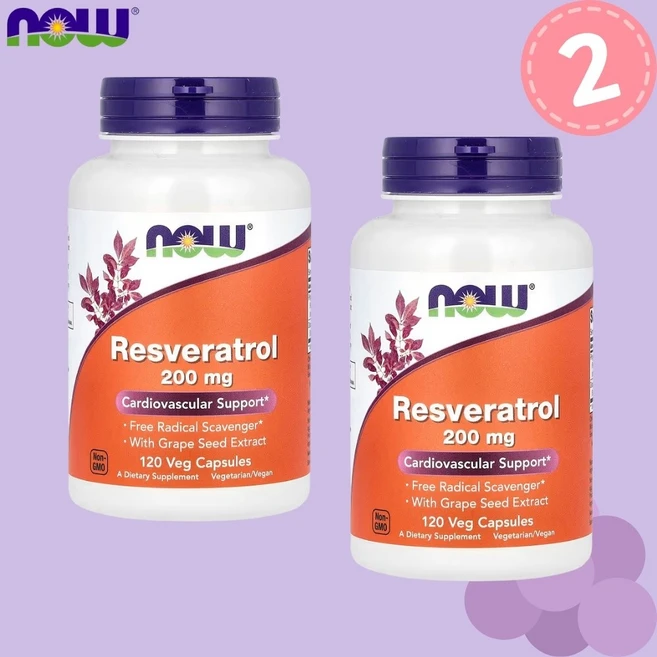 나우푸드 레스베라트롤 트랜스 라스베라트롤 포도씨추출물 200mg 120캡슐 2개, 120정 - 쿠팡