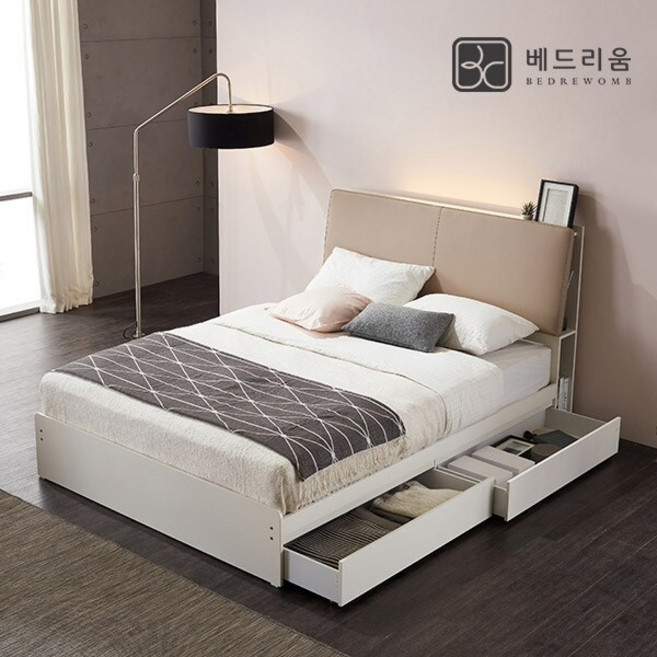 [베드리움] 수납 슈퍼싱글 서랍 침대(SS)-독립 매트리스, 메이플, 메이플