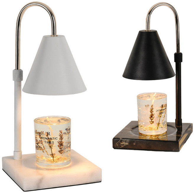 香薰融蠟燈 可調節亮度 安全無火 適用於香氛蠟燭, 白色 大理石款 (附贈燈泡x2)