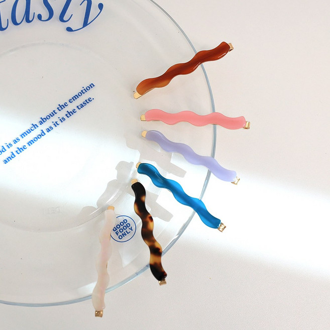 프랑스핀 와이드 물결 컬러 집게핀 실핀 앞머리 옆머리 고정 핀