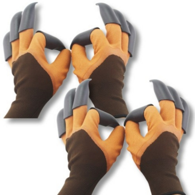 마하비 갈고리 호미 원예 장갑 양손 세트 브라운, 3개