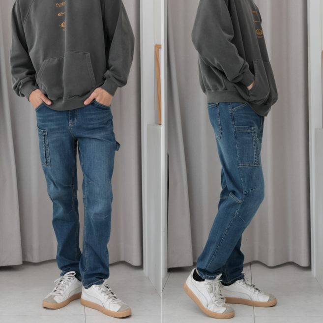 남자 테이퍼드 청바지 히든밴딩 데님 팬츠