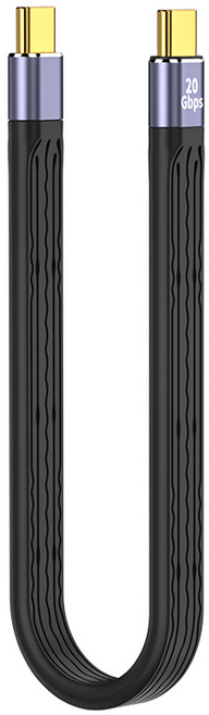 USB 3.2 C타입 외장하드 케이블 미니 SSD 인클로저 100W 고속충전 미러링, 1개, 블랙, 220mm