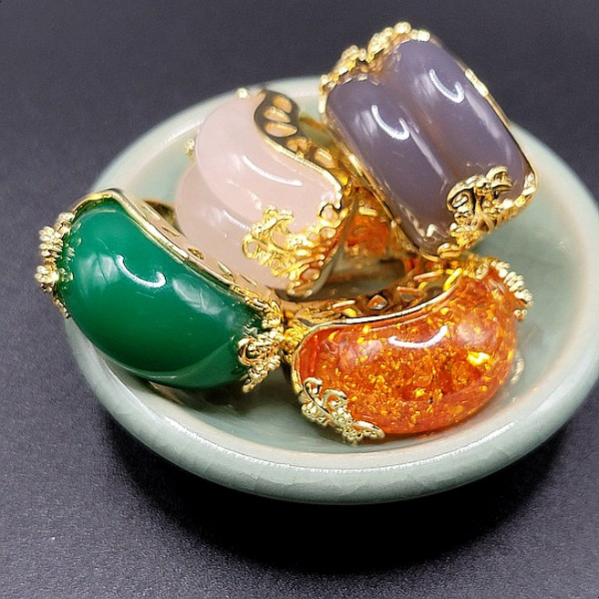 가락지 혼주반지 천연석 여성 한복반지 조절가능