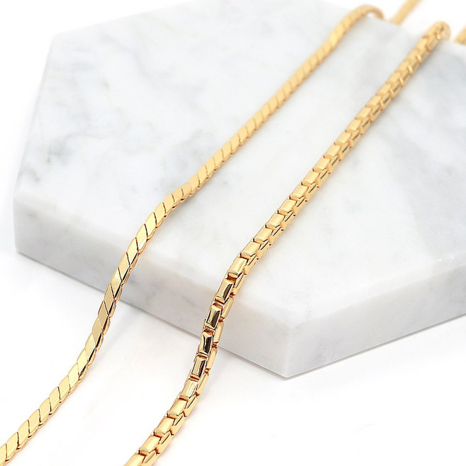 슈가스톤 18k골드도금 커브체인 롱 라운드 박스체인 스트릿 패션 남자목걸이