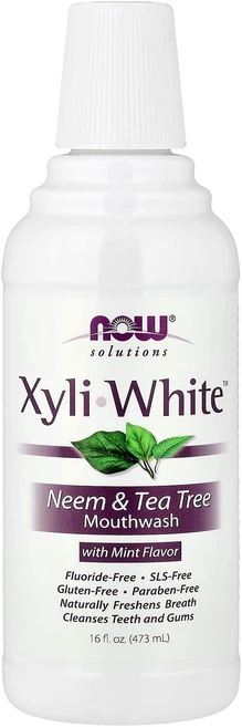 나우 푸드 솔루션즈 자일리화이트™ 구강청결세제 님 & 티트리 민트향 473ml (16 fl oz) NOW-08103 - 쿠팡