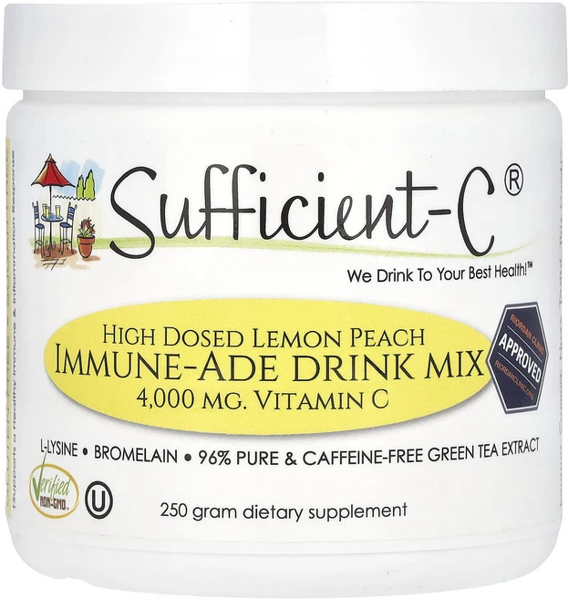 Sufficient C 고용량 이뮨 에이드 드링크 믹스 레몬 복숭아 4000mg 250g, 3개 - 쿠팡