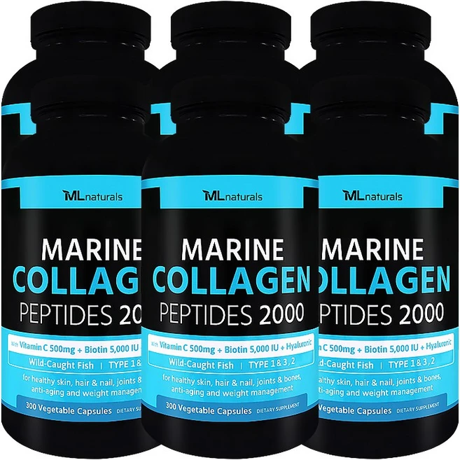 [미국번개배송] 착한명품 마이라이프 내추럴스 저분자 피시 콜라겐 마린 콜라겐 펩타이드 2000 (비오틴 히알루론산 비타민C), 300정, 6개 - 쿠팡
