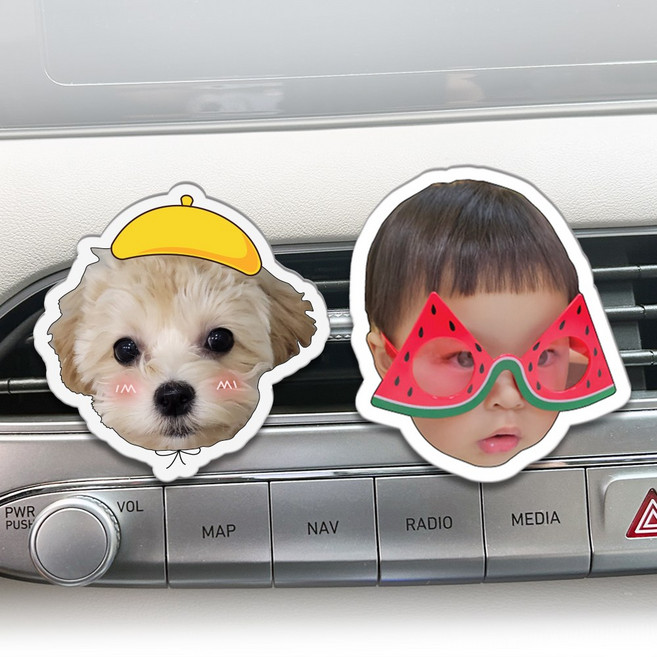 주문제작 더룩 포토템 송풍구형 차량용 방향제 [중형], 1세트, 01.얼굴형+블랙처리