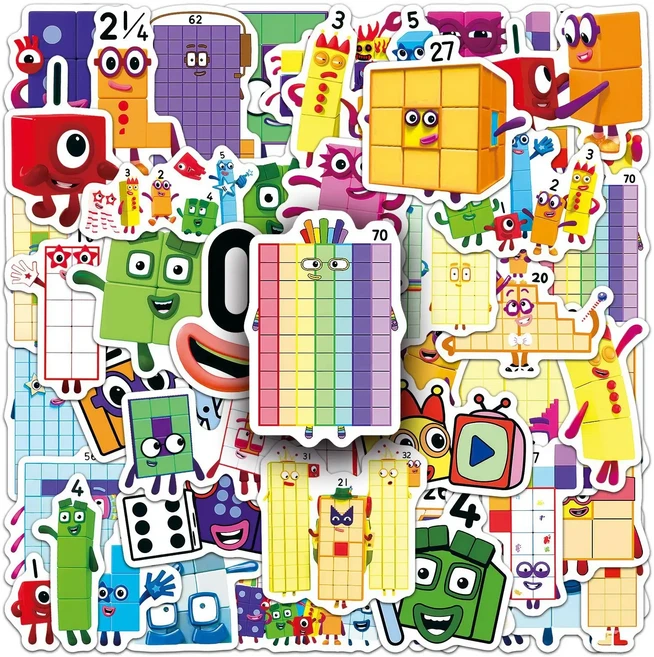 [넘버] 숫자 캐릭터 데코 스티커 50pcs 세트 (공책/필통/수저통/캐리어)