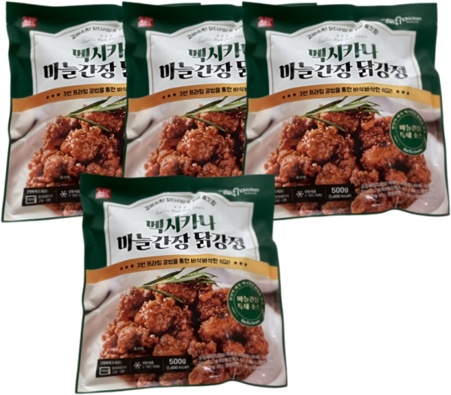 멕시카나 마늘간장 닭강정, 500g, 4개
