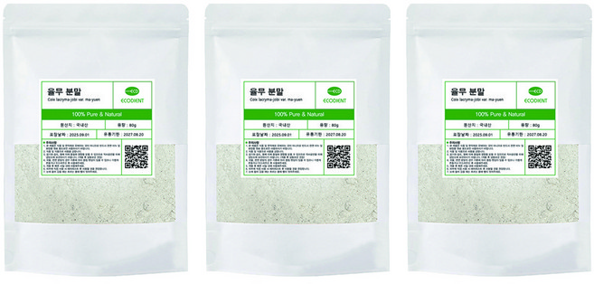 [에코디언트] 100% 율무 분말 가루 천연팩 곡물팩 마사지팩 율무팩, 80g, 3개, 율무분말