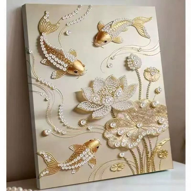 [하루마켓] 진주 DIY 보석 십자수 붙이기 그림 그리기 장식 드로잉 비즈키트 구슬세 물고기, 물고기107(30*40), 1개