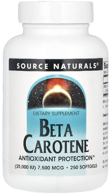 소스내추럴스 베타카로틴 비타민A 7500mcg 250소프트젤 카로티노이드 Vitamin, 상품선택, 1개, 250정 - 쿠팡