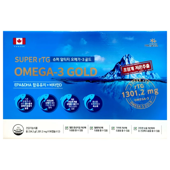 슈퍼 알티지 오메가-3 골드(1301.2mg 180캡슐 1 박스 ), 1300mg, 1개, 1ml, 180정 - 쿠팡