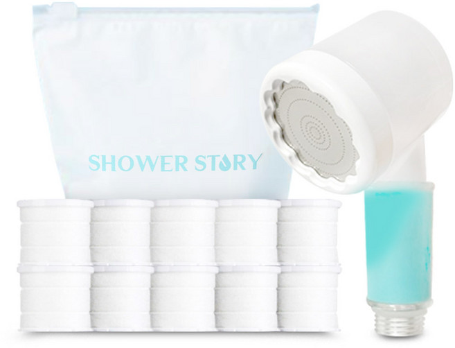 쁘띠럽 여행용 샤워 필터 샤워기, 샤워 헤드 필터 총 10개, 1개