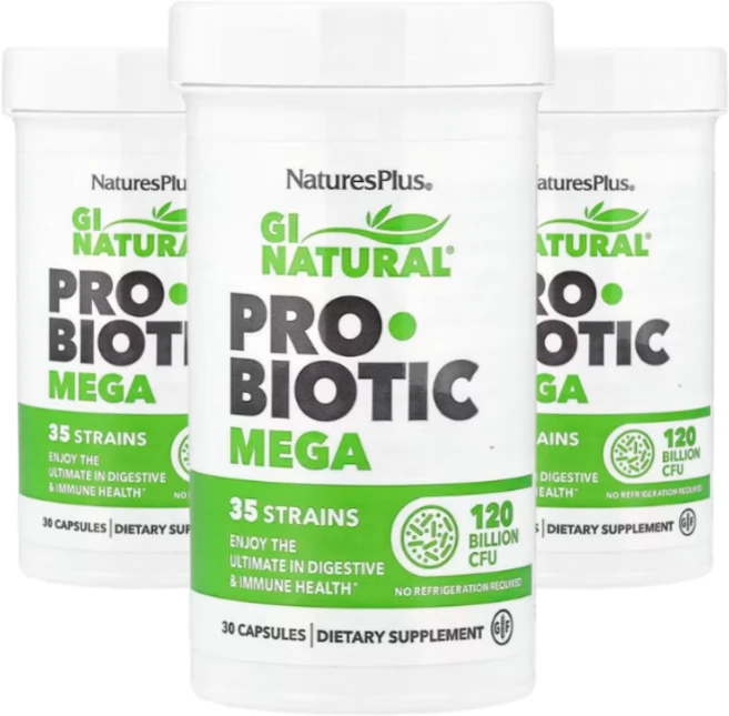 멀티구성 Natures Plus 네이쳐스 플러스 GI 내츄럴 프로바이오틱 메가 1200억 CFU 셀룰로오스, 3개, 30정 - 쿠팡