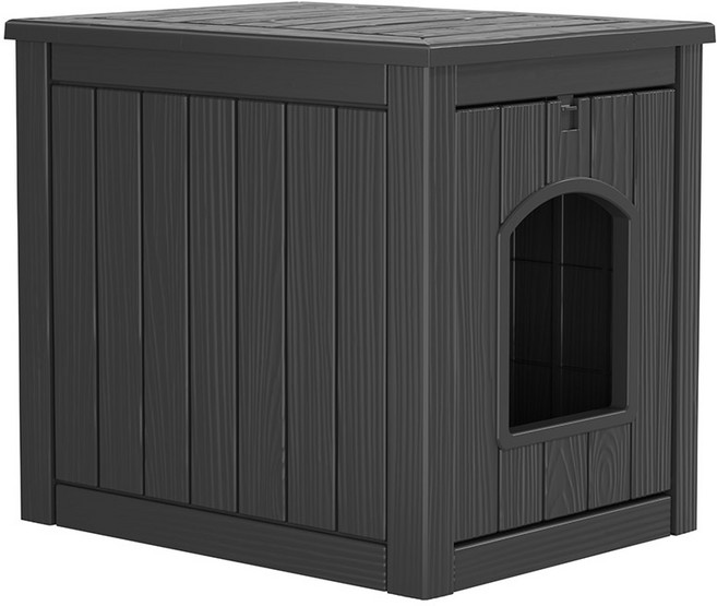 지오리빙 강아지집 고양이집 개집 소형견 중형견 대형견 초대형견 야외 마당 견사 애완견 하우스 사계절 숨숨집 화장실, 1개, CH084/블랙