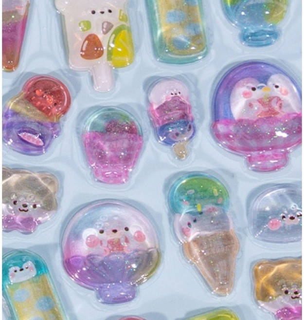 모어스토리지 3D 입체 큐트 애니멀스티커 4개, 1세트, 귀여운 동물친구들