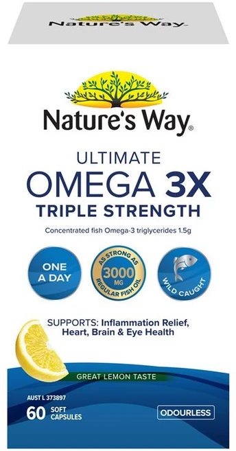네이처스 웨이 얼티밋 오메가 3X 트리플 스트렝스 Natures Way Ultimate Omega 3x Triple Strength 60정, 1개 - 쿠팡
