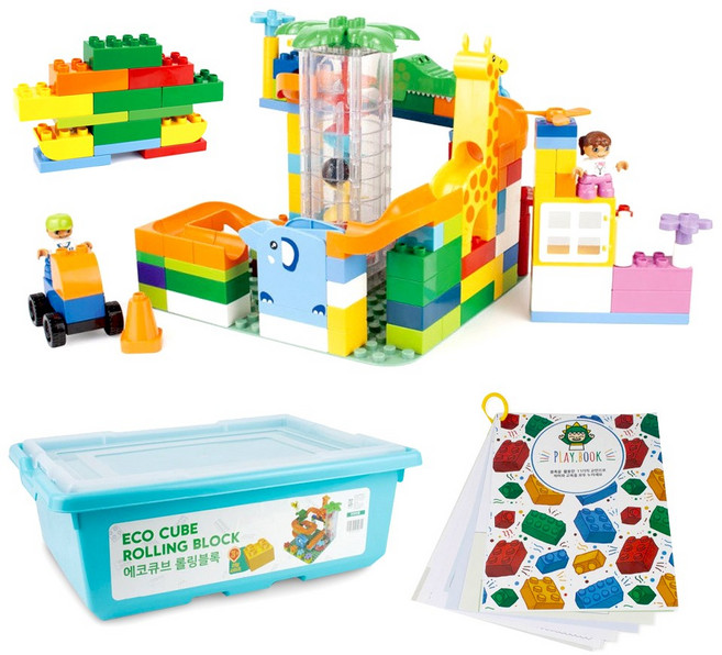 에코큐브 롤링 블럭 듀플로호환 178피스+보관함+플레이북, 1개
