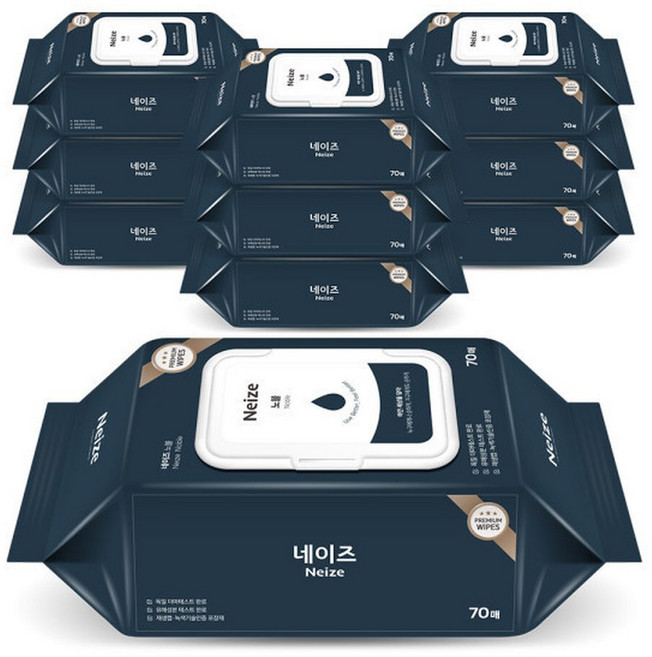 물티슈 네이즈 노블 아기물티슈 캡형 70매 10팩, 10개
