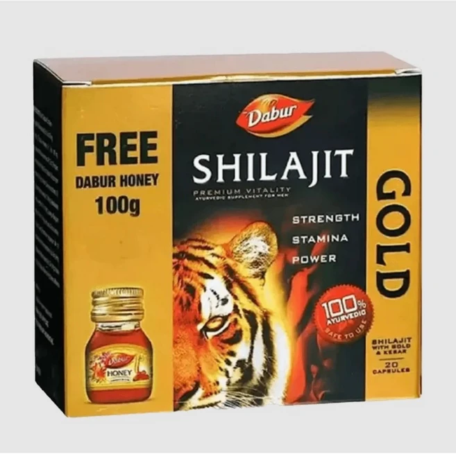 Dabur Shilajit Gold (Free Honey 100g) - 20 Capsules / 다부르 실라짓 골드 (무첨가 꿀 100g) - 20캡슐, 2세트, 20정 - 쿠팡
