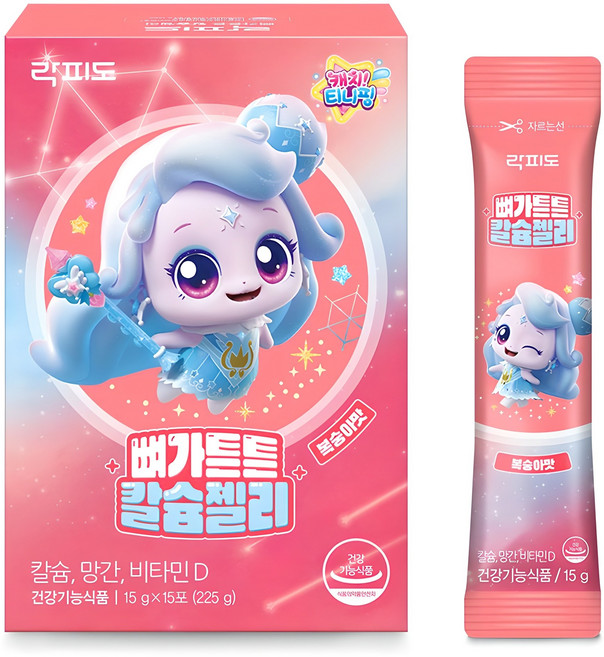 락피도 캐치티니핑 뼈가튼튼 칼슘젤리 복숭아맛, 225g, 1개