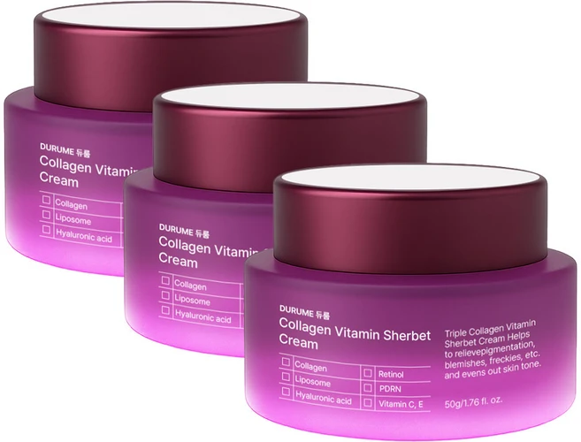 (오픈 이벤트)듀룸 비타민 샤베트 크림 - 주름개선 콜라겐 리포좀비타민C 레티놀 PDRN 히알루론산 비타민E 함유 - 저자극 수분 진정 크림, 3개, 50ml - 쿠팡