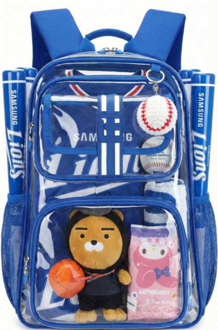 튼튼견고 투명가방 야구축구 직관백팩 PVC방수 응원가방 물놀이백 워터밤, 1개, 블루