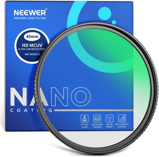 NEEWER 62mm UV HD 렌즈 필터 초저 반사 고투과율 다층 내성 코팅광학, 3)62mm