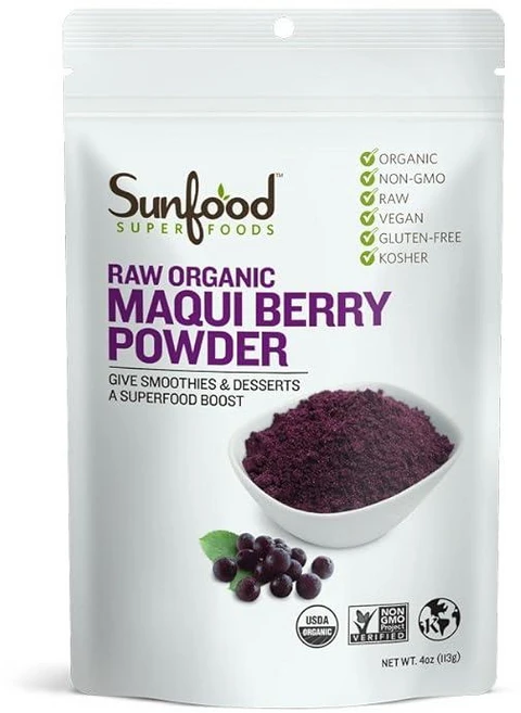 Sunfood Superfoods Organic Maqui 베리 파우더 - 생 | 118g(4온스) 백 18회 분량 | 영양 무결성 유지를 위한 동결 건조 항산화 물질 풍부, 118g, 1개 - 쿠팡
