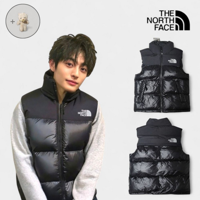 노스페이스 패딩 조끼 NORTHFACE 눕시 온볼 베스트 노페 패딩 + 곰돌이 키링