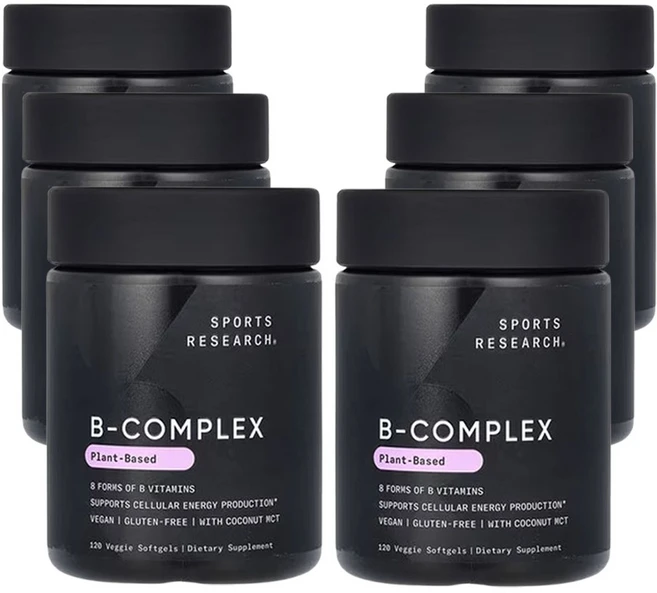 스포츠리서치 B복합체 식물성 기반 베지 소프트젤 120 정, 6개, 120정 - 쿠팡
