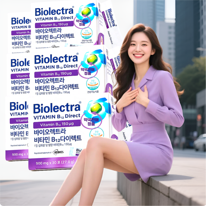[약국판매정품] 헤어메스 Biolectra 바이오렉트라 비타민B12다이렉트 약국판매정품 110년전통헤어메스, 27g, 6개