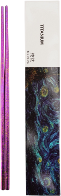 SNOWROCK TITANIUM 冰花純鈦筷 99.92%純鈦材質 防滑中空隔熱 輕巧耐用 22.8CM 精美禮盒包裝, 2個, 冰花紫✖2, 冰花紫, 冰花紫色