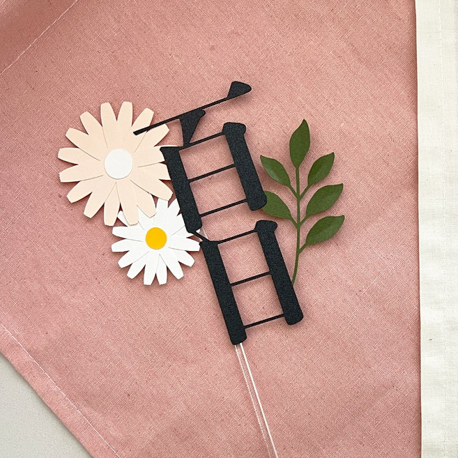 파티메이커스 백일 데이지 꽃 케이크 토퍼, 블랙글씨, 1개