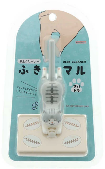 선스타 후키마루 데스크 클리너 고양이 미니 밀대 책상청소, 1개, 고등어 - 쿠팡