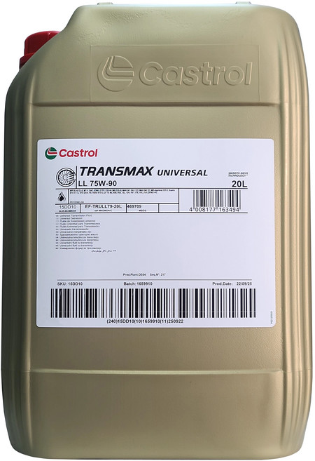 캐스트롤 트랜스맥스 유니버셜 LL 75W90 금색 20L GL-4/GL-5 상용차 장수명 올인원 기어 오일 (스카니아 STO 2:0A FS 미션 액슬 겸용) 독일산 100% 합성유, 1개, 트랜스맥스 유니버셜 롱라이프 75W90 금색 20L