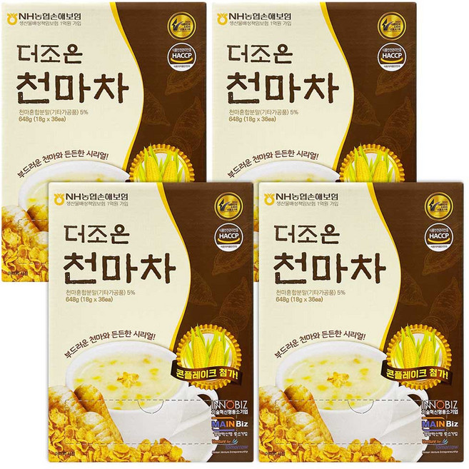 더조은 천마차 콘플레이크 식사대용 시리얼 선식 스틱 18g 36개입, 4개