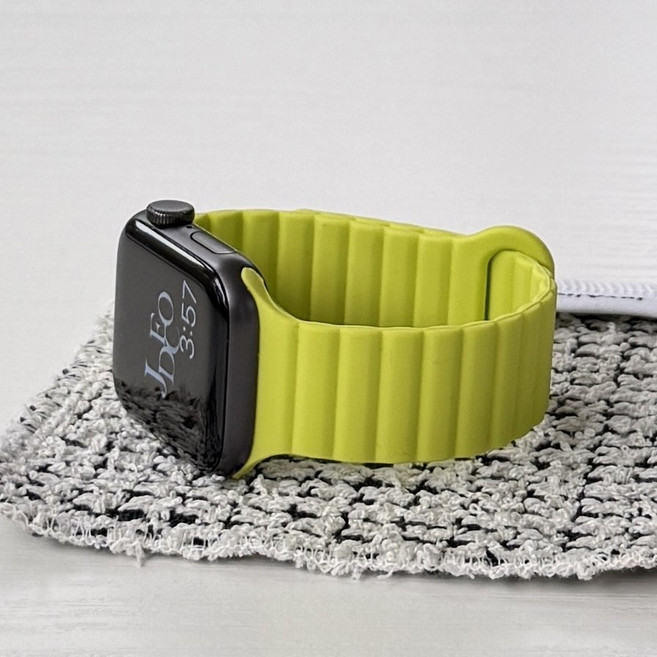 애플워치 호환 마그네틱 소프트 실리콘 스트랩 밴드, 1개, 네온 라임