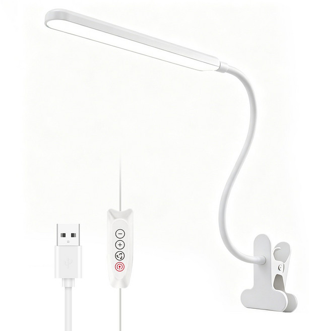 듀플렉스 클립형 LED 데스크 스탠드 H HNMA HN 봄맞이 선물 근로자의 날 하마 독서등 집게 스탠드 스탠드 조명 집게형 스탠드, 하얀색