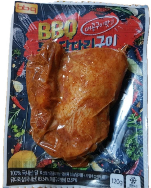 BBQ 통살 닭다리구이 매콤구이맛, 소금구이맛 10팩 + 매콤양념맛 10팩, 120g, 20개