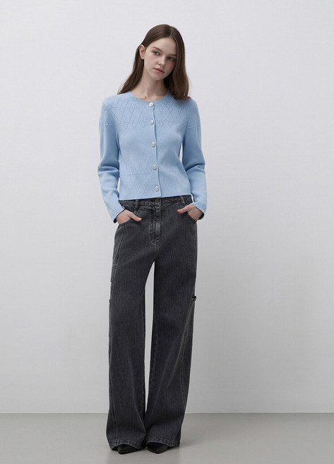 잇미샤 잇미샤 리브변형 버튼업 가디건 (ITQ2KCD740)_DG_DG